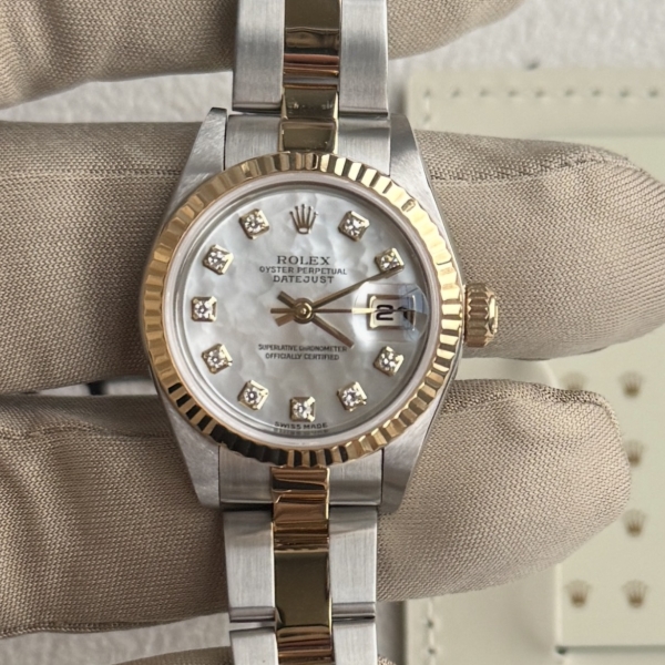 Rolex Two Tone Datejust Mother Of Pearl Diamond Dial