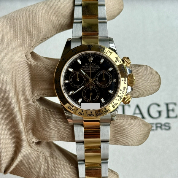 Rolex Two Tone Daytona Black Dial