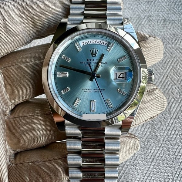 Rolex Platinum Day-Date Ice Blue Baguette Dial