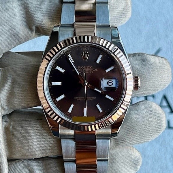 Rolex Datejust Two Tone 41mm Chocolate Index Dial